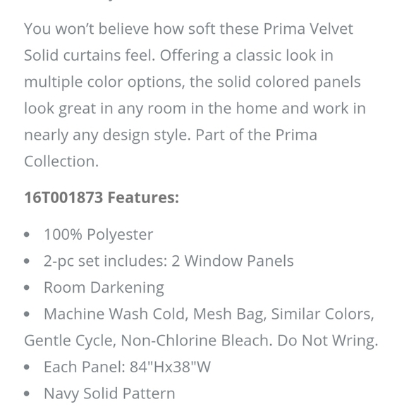 Prima Two Panel Velvet Darkening Insulated Window Curtains Navy Blue 38" X 84" - Picture 15 of 16